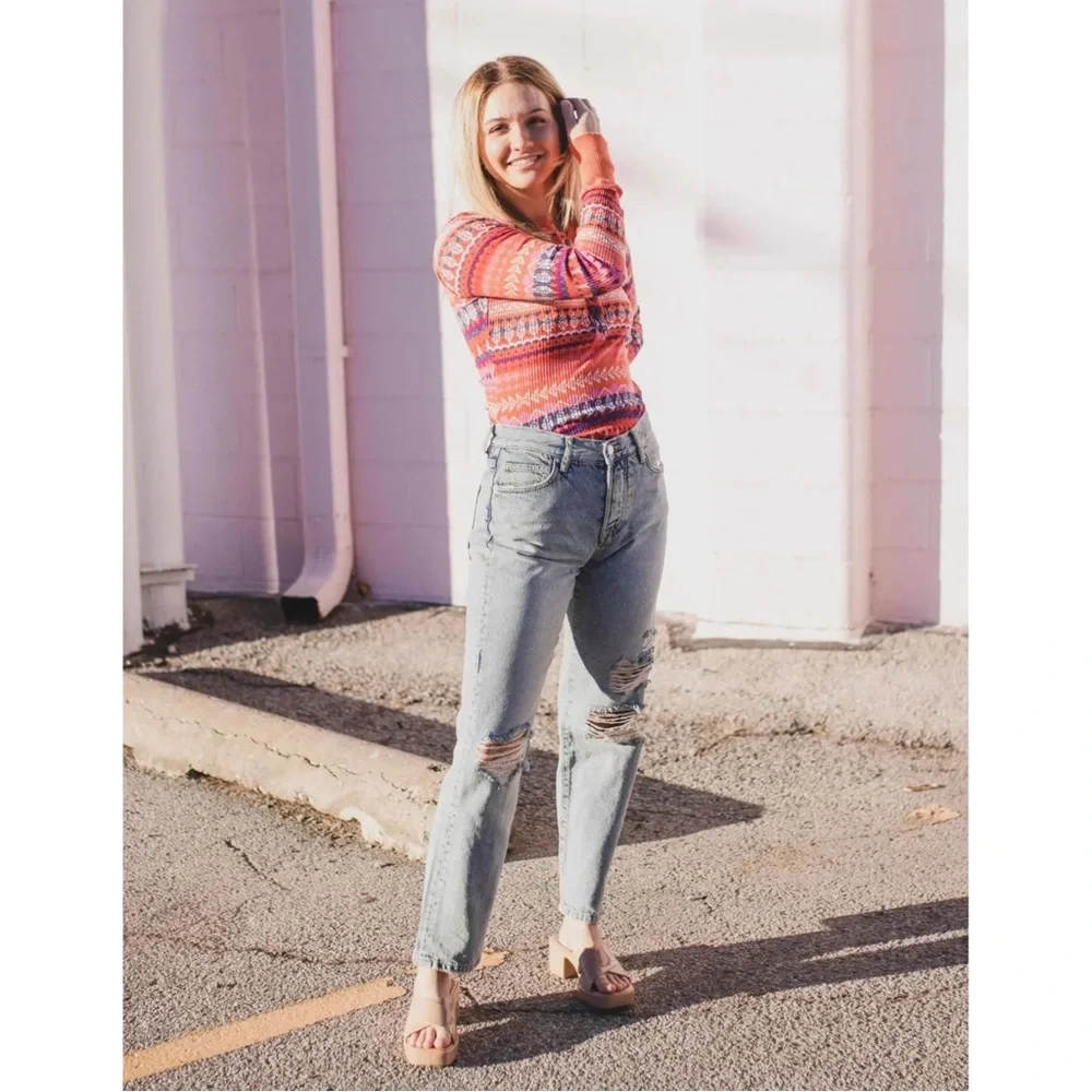 SOLD FP Movement by Free People | Women's Rally Printed Layer Boho Pink Top - Picture 6 of 7